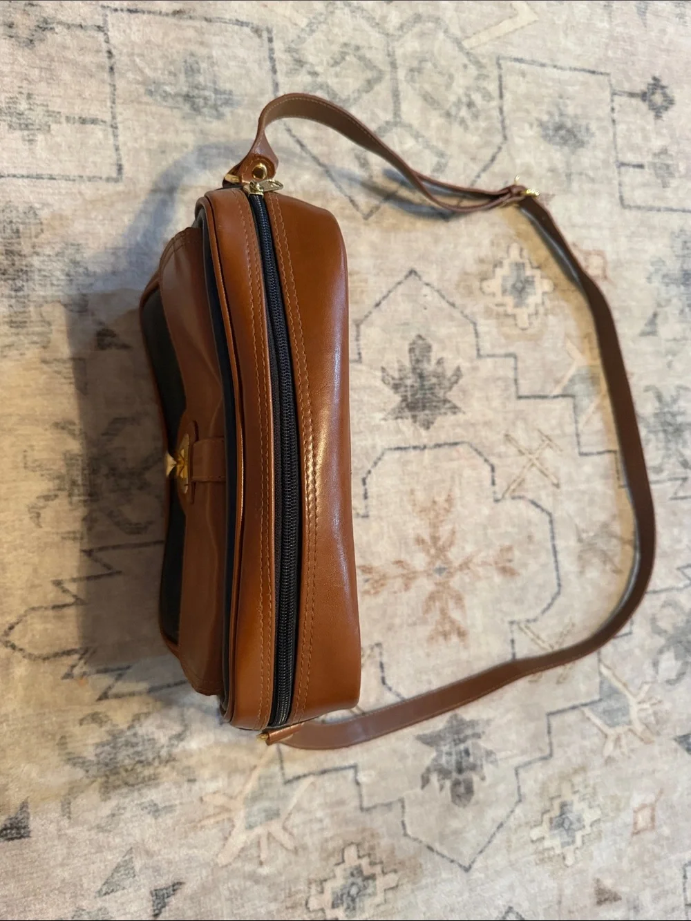 Leather Two-Tone Brown and Black Messenger Bag